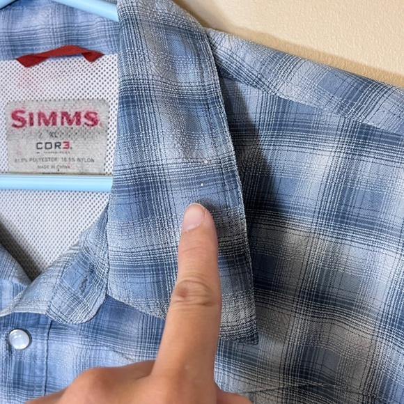 Simms Cor3 Vented Fishing Long Sleeve Button Down Shirt - Men's Size XL - Blue - Picture 6 of 13